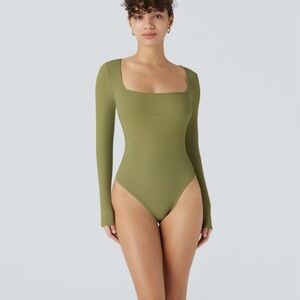 HALARA Olive Green Long Sleeve Bodysuit